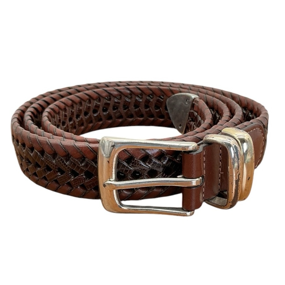 Roundtree & Yorke Brown Braided Belt Full Grain Cowhide Size 44